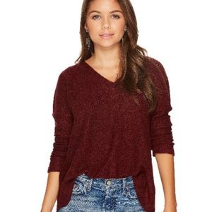 JACK BY BB DAKOTA Arkson Heavy Waffle Knit Button Back Top In Dark Fig